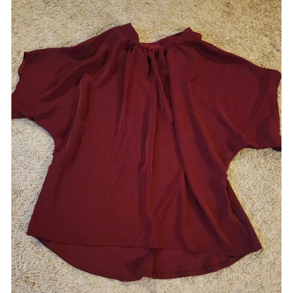 Maroon Short Sleeve Tie Back Blouse Small NWT Verdusa